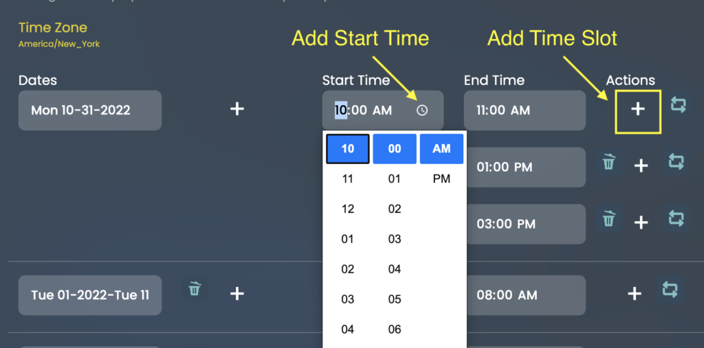 How to Add Time Slots & Start Times