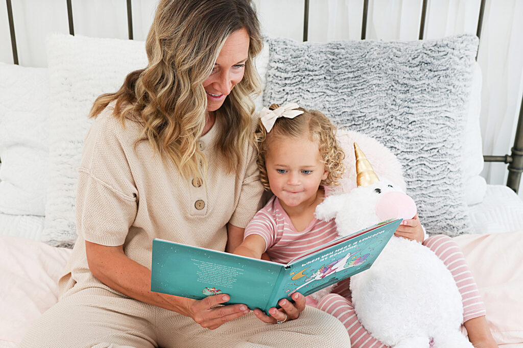 Unicorn Plushie by Huggabuddies — strengthening the family with imaginativve playttime, a cozier bedtime, and cuddling up for story time.